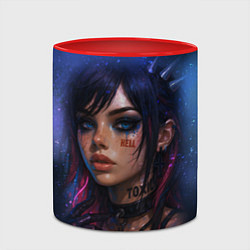 Кружка 3D Девушка неформалка cosmic hell goth, цвет: 3D-белый + красный — фото 2
