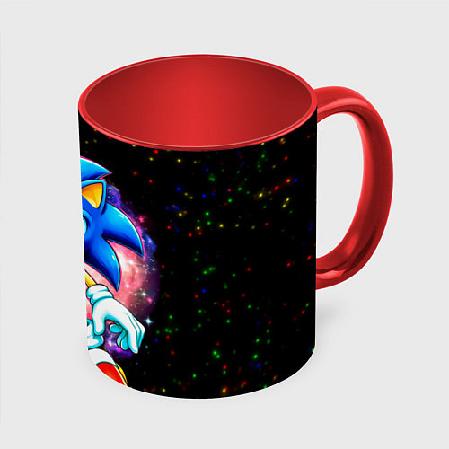 Кружка цветная Sonic in space / 3D-Белый + красный – фото 1
