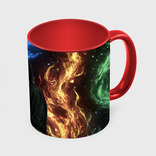 Кружка цветная Bones депрессивный стиль / 3D-Белый + красный – фото 1