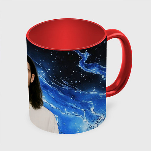 Кружка цветная Bones глаза закрыты / 3D-Белый + красный – фото 1