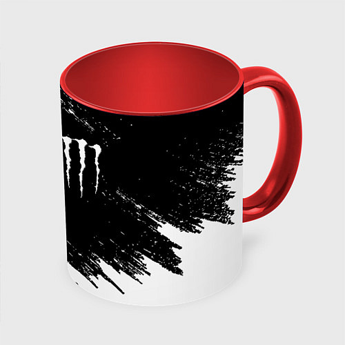 Кружка цветная Monster energy краски штрихи белые / 3D-Белый + красный – фото 1