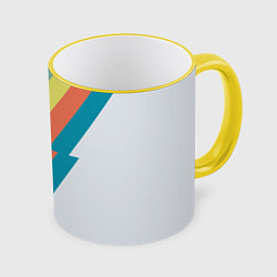 Кружка 3D Рок молния Боуи весенняя палитра, цвет: 3D-желтый кант