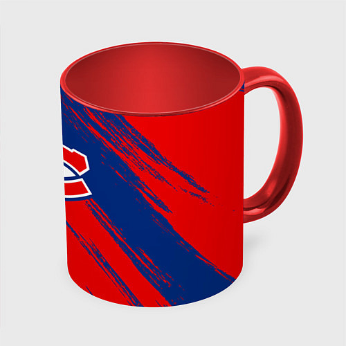 Кружка цветная Монреаль Канадиенс - брызги / 3D-Белый + красный – фото 1