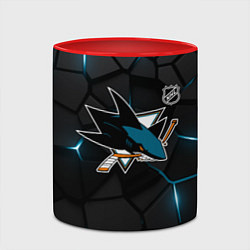 Кружка 3D Сан Хосе Шаркс - плиты с подсветкой, цвет: 3D-белый + красный — фото 2