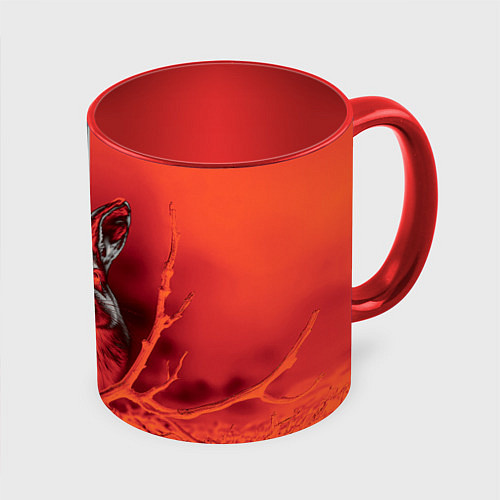 Кружка цветная Хмурый кролик / 3D-Белый + красный – фото 1