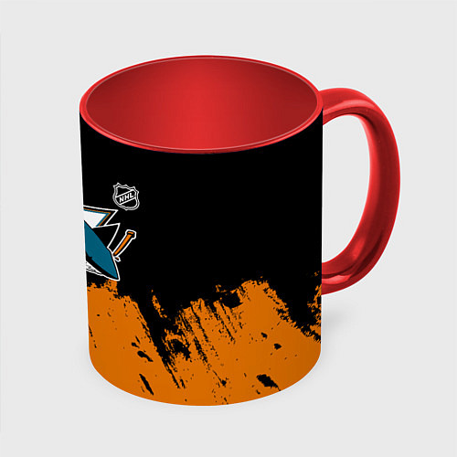 Кружка цветная Сан Хосе Шаркс - два цвета / 3D-Белый + красный – фото 1