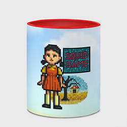 Кружка 3D Игра в кальмара пиксельный стиль, цвет: 3D-белый + красный — фото 2