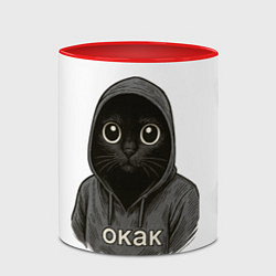 Кружка 3D Мем окак с котом, цвет: 3D-белый + красный — фото 2