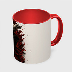 Кружка 3D Демоническая панда самурай - нейроарт, цвет: 3D-белый + красный