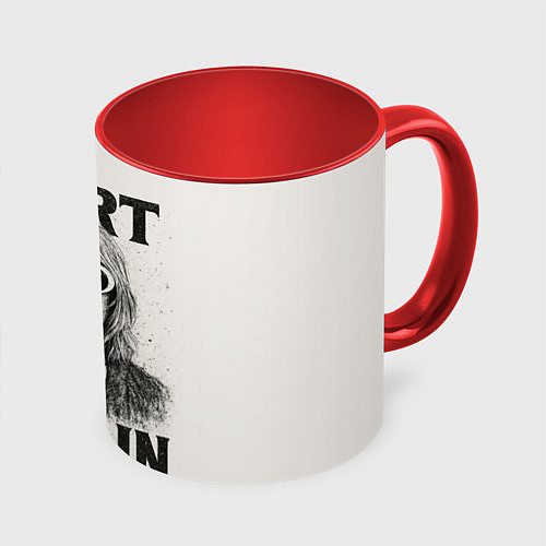 Кружка цветная Kurt Cobain - grunge-art / 3D-Белый + красный – фото 1