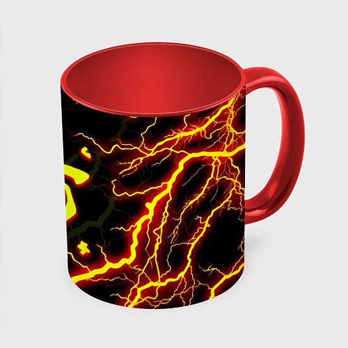 Кружка цветная Doom молнии шторм / 3D-Белый + красный – фото 1