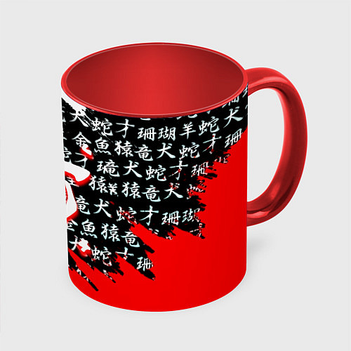 Кружка цветная Doom dark age japan / 3D-Белый + красный – фото 1