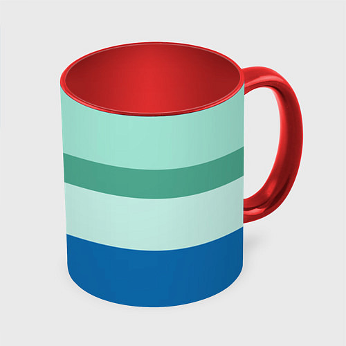 Кружка цветная Мятное небо колор-блок / 3D-Белый + красный – фото 1