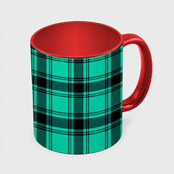 Кружка 3D Checkered turquoise, цвет: 3D-белый + красный