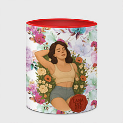 Кружка 3D Lana Del Rey в полевых цветах, цвет: 3D-белый + красный — фото 2