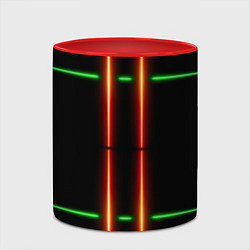 Кружка 3D Neon green black red line, цвет: 3D-белый + красный — фото 2