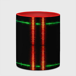 Кружка 3D Color black green red lines, цвет: 3D-белый + красный — фото 2