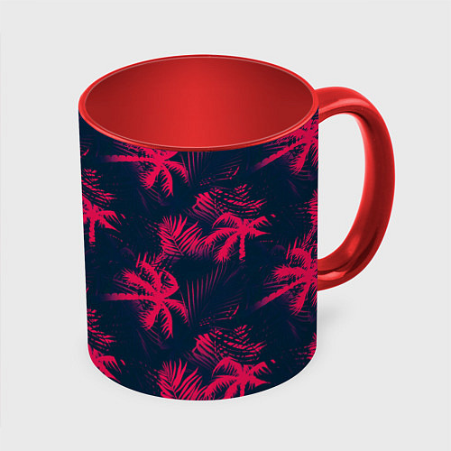 Кружка цветная Palm pink black / 3D-Белый + красный – фото 1