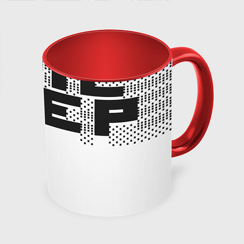 Кружка цветная Пиксельный Super Mega Ultra Epic Rep - ASCII арт, / 3D-Белый + красный – фото 1