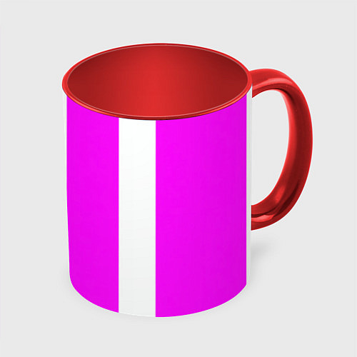 Кружка цветная Color white pink line / 3D-Белый + красный – фото 1
