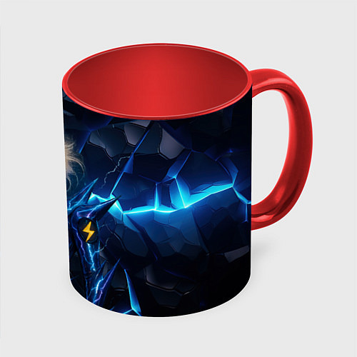 Кружка цветная Леди Гага женщина молния / 3D-Белый + красный – фото 1