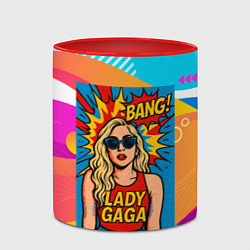 Кружка 3D Леди Гага в стиле комиксов, цвет: 3D-белый + красный — фото 2