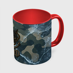 Кружка 3D ВМФ волк на камуфляже, цвет: 3D-белый + красный