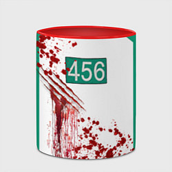 Кружка 3D Кровавая форма игрока 456 из игры в кальмара, цвет: 3D-белый + красный — фото 2