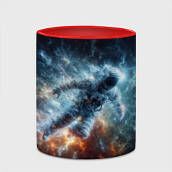 Кружка 3D Космонавт парит в космосе среди звезд, цвет: 3D-белый + красный — фото 2