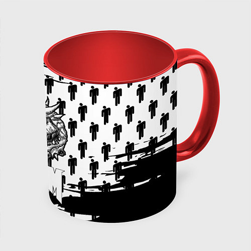 Кружка цветная Doom паттерн пипл краски / 3D-Белый + красный – фото 1