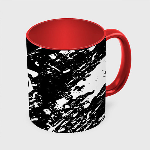 Кружка цветная Doom белые краски штрихи / 3D-Белый + красный – фото 1
