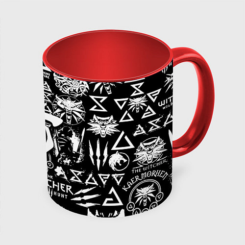 Кружка цветная Doom логотипы ведьмак / 3D-Белый + красный – фото 1