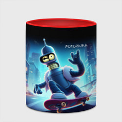Кружка 3D Bender is a skateboarder in neon street - ai art, цвет: 3D-белый + красный — фото 2