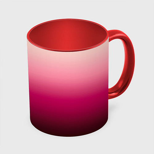 Кружка цветная Градиент transcendent pink омбре / 3D-Белый + красный – фото 1