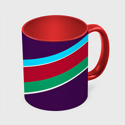 Кружка 3D Фиолетовый с полосами, цвет: 3D-белый + красный