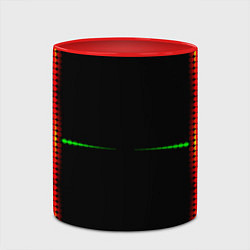 Кружка 3D Color black green orange stripes, цвет: 3D-белый + красный — фото 2