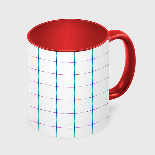 Кружка цветная Color white blue stripes / 3D-Белый + красный – фото 1