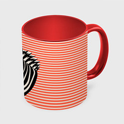 Кружка 3D Зебра на оранжевых полосах, цвет: 3D-белый + красный