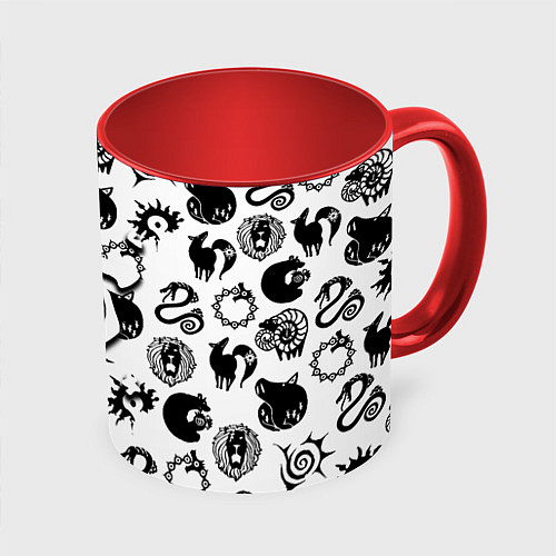 Кружка цветная Doom anime black pattern / 3D-Белый + красный – фото 1