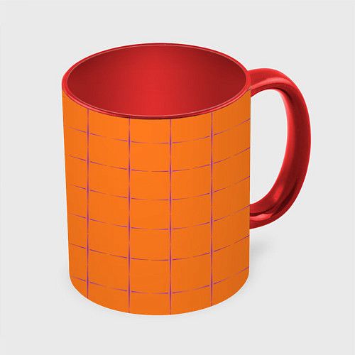 Кружка цветная Color orange stripe / 3D-Белый + красный – фото 1