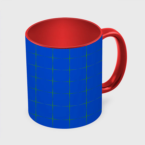 Кружка цветная Color blue stripes / 3D-Белый + красный – фото 1