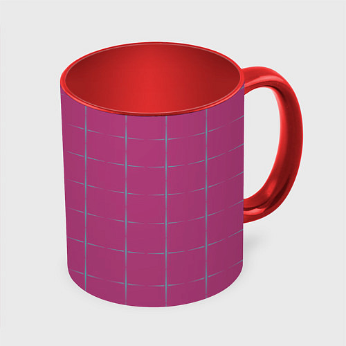 Кружка цветная Color pink stripes / 3D-Белый + красный – фото 1