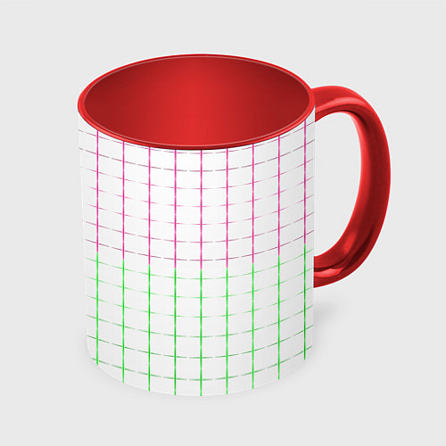 Кружка цветная Color white multicolored stripes / 3D-Белый + красный – фото 1