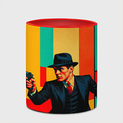 Кружка 3D Мужчина с пистолетом поп-арт, цвет: 3D-белый + красный — фото 2