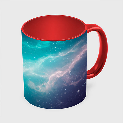 Кружка цветная Галактическое сияние небес / 3D-Белый + красный – фото 1
