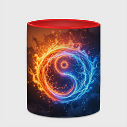 Кружка 3D Инь ян огонь и лёд, цвет: 3D-белый + красный — фото 2