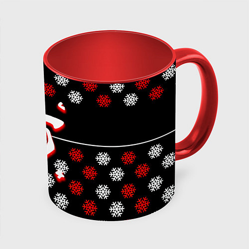 Кружка цветная Doom winter pattern steel / 3D-Белый + красный – фото 1