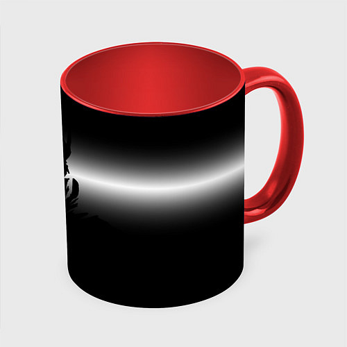 Кружка цветная Силуэт Бэтмена - градиент / 3D-Белый + красный – фото 1