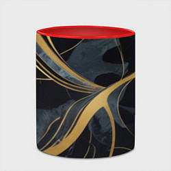 Кружка 3D Мраморный узор с золотыми полосками, цвет: 3D-белый + красный — фото 2