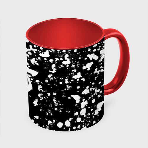 Кружка цветная Дум белые брызги красок / 3D-Белый + красный – фото 1